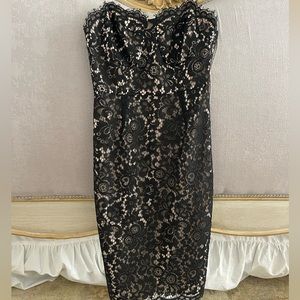 LIKELY black lace strapless dress